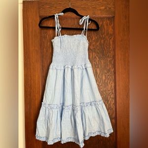 Light blue spaghetti strap ruffle dress